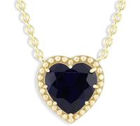 Collier avec pendentif en forme de cœur plaqué or jaune de 7 mm en saphir bleu pour femme, bijou classique et élégant, pierre de naissance du mois de septembre