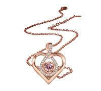 Collier avec pendentif en forme de cœur pour femme - Or rose - Cristal infini - Avec ours rose préservé - Pour la Saint-Valentin, un anniversaire de mariage, 1, Argent, Pas de pierre précieuse