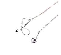 Collier avec pendentif en forme de cœur stéthoscope pour homme et femme - Chaîne en alliage - Bijou unisexe - Traitement professionnel