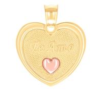 Collier avec pendentif en forme de cœur Te Amo en or bicolore 14 carats 19,1 x 16 mm de large pour femme
