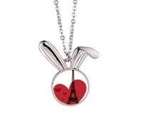 Collier avec pendentif en forme de cœur Tour Eiffel de France