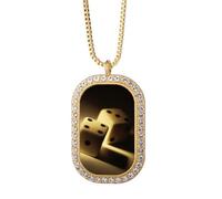 Collier avec pendentif en forme de dés et points de jeu photo en cristal doré