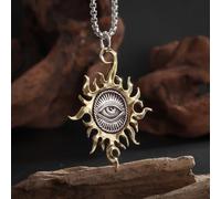 Collier avec pendentif en forme de dieu du soleil et œil qui voit tout le monde - Pour homme et femme - Cadeau idéal