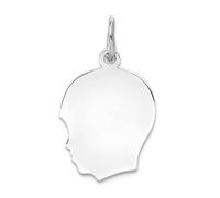 Collier avec pendentif en forme de disque gravé sur le devant et l'arrière - 14 mm - Argent sterling 925 - Pour femme