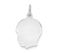 Collier avec pendentif en forme de disque gravé sur le devant et l'arrière - 14 mm - Argent sterling 925 - Pour femme