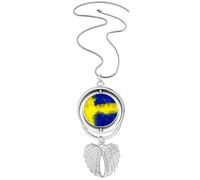 Collier avec pendentif en forme de drapeau suédois avec ailes d'ange