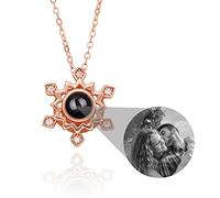 Collier avec pendentif en forme de fleur en argent 925 avec inscription « I Love You » - Cadeau romantique pour petite amie (B, or rose)