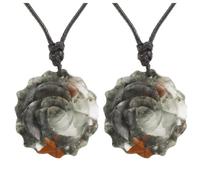 Collier Avec Pendentif en Forme De Fleur en Cristal Sculpté, Pendentif Énergétique en Forme De Rose Rouge Avec Cordon Réglable, Ras Du Cou Fantaisie pour Femme Et Homme, Motif Sang De Dragon