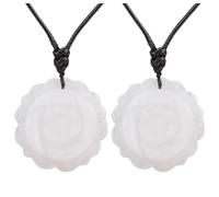 Collier Avec Pendentif en Forme De Fleur en Cristal Sculpté, Pendentif Énergétique en Forme De Rose Rouge Avec Cordon Réglable, Bijou Fantaisie Ras Du Cou En Jade Blanc pour Homme Et Femme.
