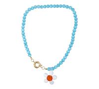 Collier avec pendentif en forme de fleurs en verre robuste avec chaîne réglable pour un style polyvalent - Collier en pierre œil de chat, taille unique, Comme décrit, Comme décrit.