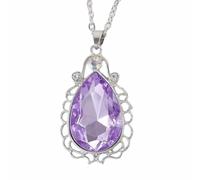 Collier avec pendentif en forme de goutte d'eau en cristal violet Princesse Sofia la première amulette royale strass ton argent