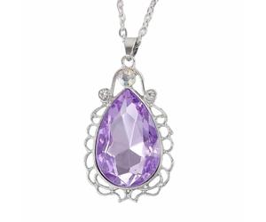 Collier avec pendentif en forme de goutte d'eau en cristal violet Princesse Sofia la première amulette royale strass ton argent