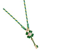 Collier avec pendentif en forme de goutte d'huile à quatre feuilles porte-bonheur coloré - Bijou léger et délicat pour un usage quotidien ou des occasions spéciales - Chaîne colorée en forme de trèfle