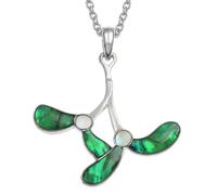 Collier avec pendentif en forme de gui nacre et ormeau - Véritable bijou de coquillage de paua véritable cadeau pour elle, maman, sœur, Noël, anniversaire
