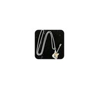 Collier avec pendentif en forme de guitare électrique plaqué argent 925 pour homme - Style rétro - Rock Bass Punk Hip Hop - Accessoire de mode - Collier cool pour les amateurs de musique