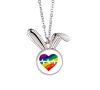 Collier avec pendentif en forme de lapin arc-en-ciel LGBT