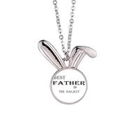 Collier avec pendentif en forme de lapin avec citation « Best Dad in the Galaxy »