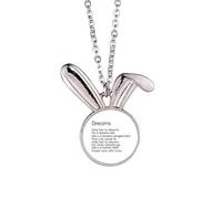 Collier avec pendentif en forme de lapin avec citation de poésie Hold Fast To Dreams
