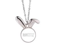 Collier avec pendentif en forme de lapin avec citation de poésie « World Kissed My Soul »