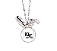 Collier avec pendentif en forme de lapin avec citation Dream Big And Dare To Fail