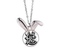Collier avec pendentif en forme de lapin avec citation « Live In You »