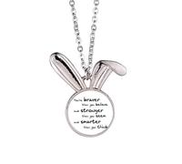Collier avec pendentif en forme de lapin avec citation plus intelligente de Braver Stronger Smarter
