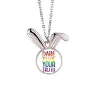 Collier avec pendentif en forme de lapin avec drapeau arc-en-ciel Live Your Truth