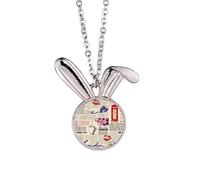 Collier avec pendentif en forme de lapin avec drapeau du Royaume-Uni