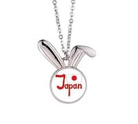 Collier avec pendentif en forme de lapin avec drapeau national du Japon Rouge