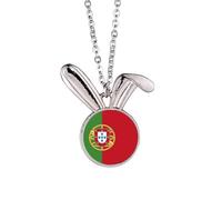 Collier avec pendentif en forme de lapin avec drapeau national du Portugal
