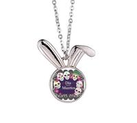 Collier avec pendentif en forme de lapin avec illustration du jour des morts