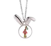 Collier avec pendentif en forme de lapin avec image de jeu d'ombre chinoise