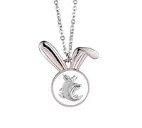 Collier avec pendentif en forme de lapin avec inscription « Fish Swimng Up Fast Hope Luck »