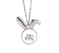 Collier avec pendentif en forme de lapin avec inscription « Happy Birthday s Blessing Best Wishes »