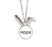 Collier avec pendentif en forme de lapin avec inscription « Hope Word »