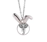 Collier avec pendentif en forme de lapin avec inscription « Paint Elephant Friend Company »