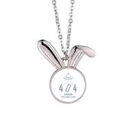 Collier avec pendentif en forme de lapin avec inscription « Programmer 404 Error Not Found »