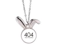 Collier avec pendentif en forme de lapin avec inscription « Programmer 404 Error Not Found »