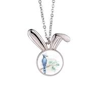 Collier avec pendentif en forme de lapin avec pendentif en forme de perroquet bleu