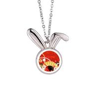 Collier avec pendentif en forme de lapin avec pendentif en forme d'éventail pliable