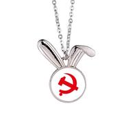 Collier avec pendentif en forme de lapin avec symbole communiste chinois rouge