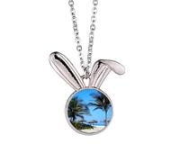 Collier avec pendentif en forme de lapin bleu océan
