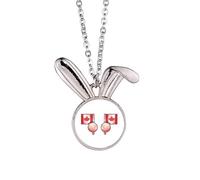 Collier avec pendentif en forme de lapin - Drapeau du Canada - Amérique du Nord