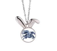 Collier avec pendentif en forme de lapin du zodiaque du Nouvel An du cheval en Chine