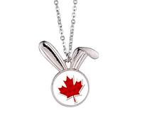 Collier avec pendentif en forme de lapin en érable et grain vertical pour la fête du Canada