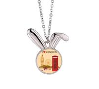 Collier avec pendentif en forme de lapin I Love London - Drapeau du Royaume-Uni