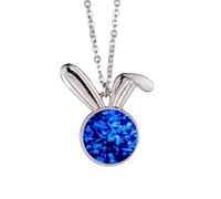 Collier avec pendentif en forme de lapin, image de méduse et océan, bleu