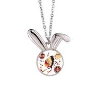 Collier avec pendentif en forme de lapin indien traditionnel avec plumes