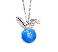 Collier avec pendentif en forme de lapin - Méduse - Bleu océan