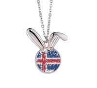 Collier avec pendentif en forme de lapin Motif drapeau de l'Islande